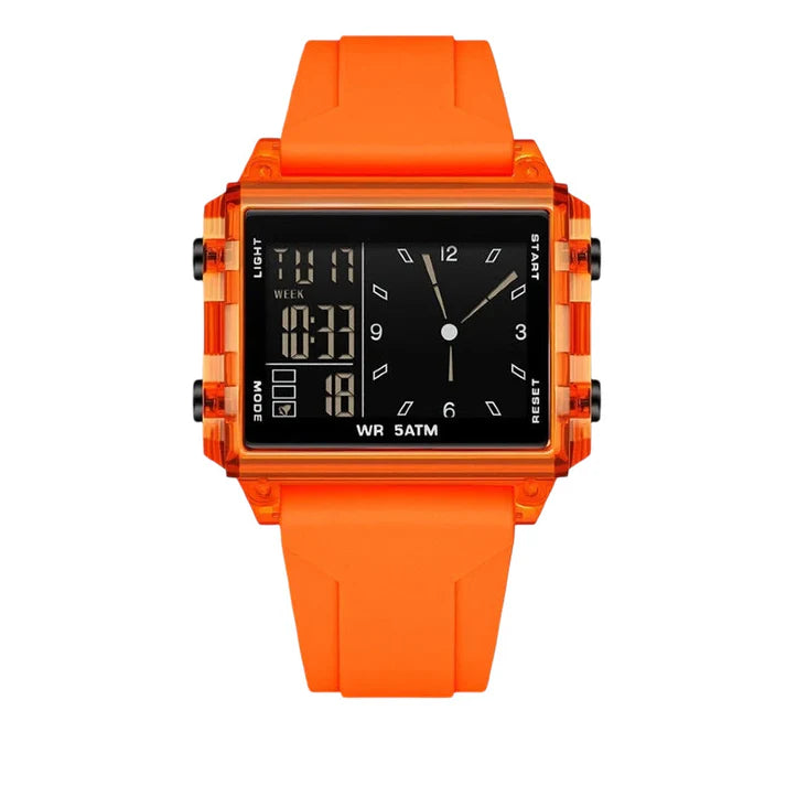 Unisex Transparent Case Dual Display Watch