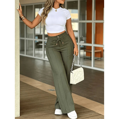 Women's High-Waisted Straight Leg Pants