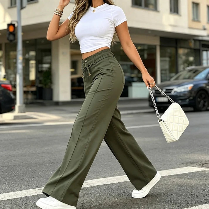 Women's High-Waisted Straight Leg Pants