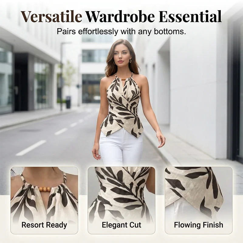 Women's Printed Halter Neck Wrap Top