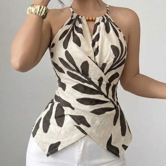 Women's Printed Halter Neck Wrap Top