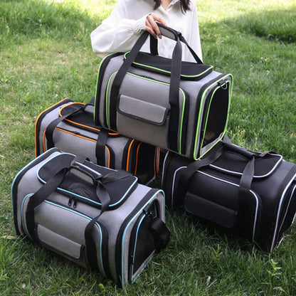 Pet Carrier Bag with Shoulder Strap and Multiple Storage Pockets