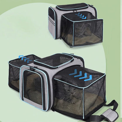 Pet Carrier Bag with Shoulder Strap and Multiple Storage Pockets