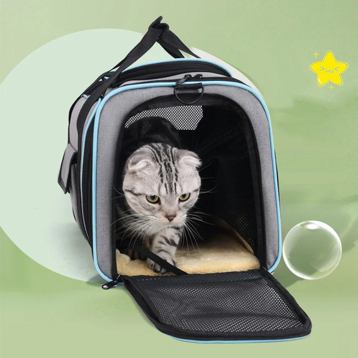 Pet Carrier Bag with Shoulder Strap and Multiple Storage Pockets