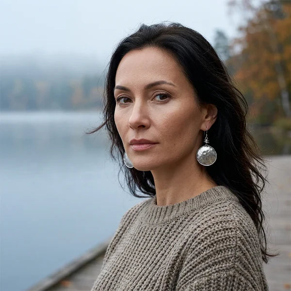 Hammered Disc Drop Earrings
