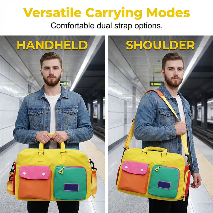 Color Block Overnight Travel Bag