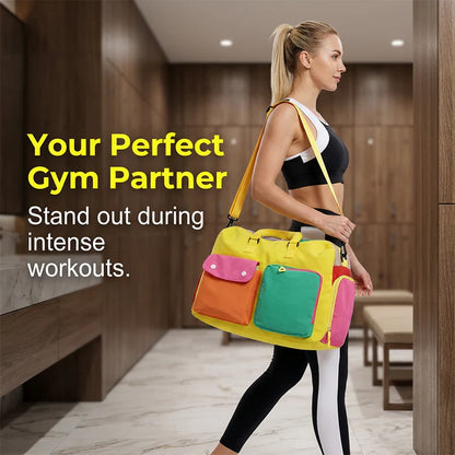 Color Block Overnight Travel Bag