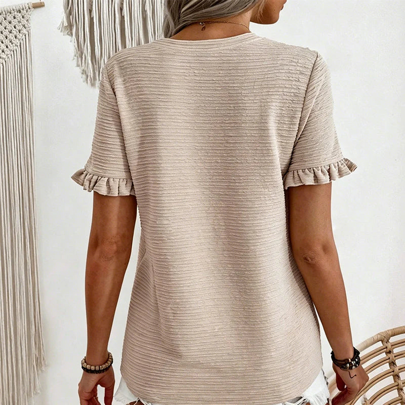 Women's Textured Ruffle Sleeve Top