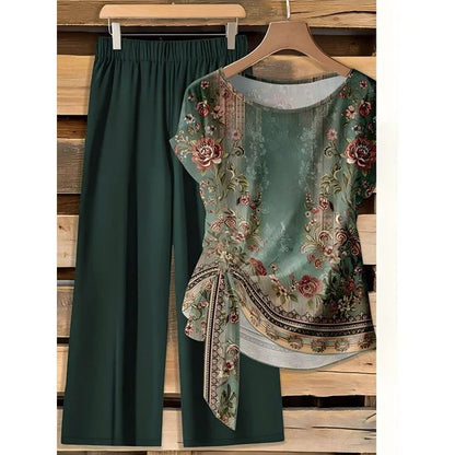 Women’s Abstract Print Tie-Front Pants Set