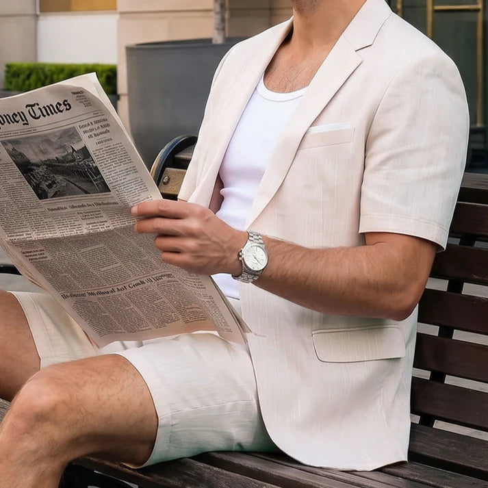 Men's Short Sleeve Blazer & Shorts Set