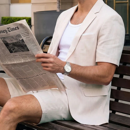 Men's Short Sleeve Blazer & Shorts Set