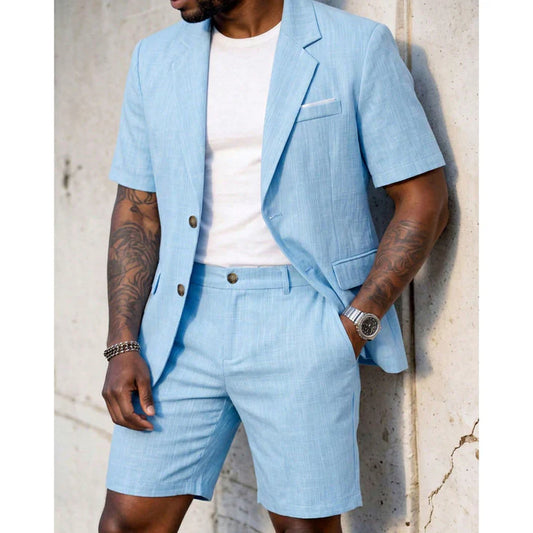 Men's Short Sleeve Blazer & Shorts Set