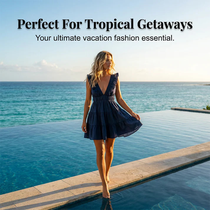 Women's Ruffle Trim Tiered Mini Dress