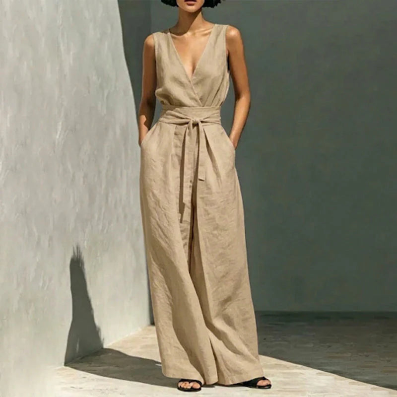 Women's Sleeveless Wide Leg Two-Piece Set