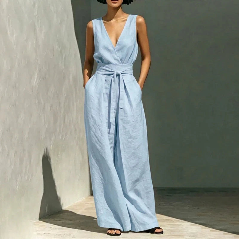 Women's Sleeveless Wide Leg Two-Piece Set