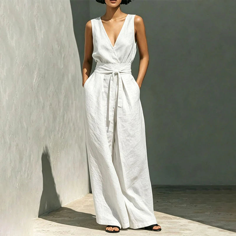 Women's Sleeveless Wide Leg Two-Piece Set