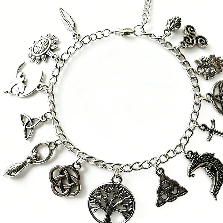 Vintage Symbol Charm Chain Bracelet