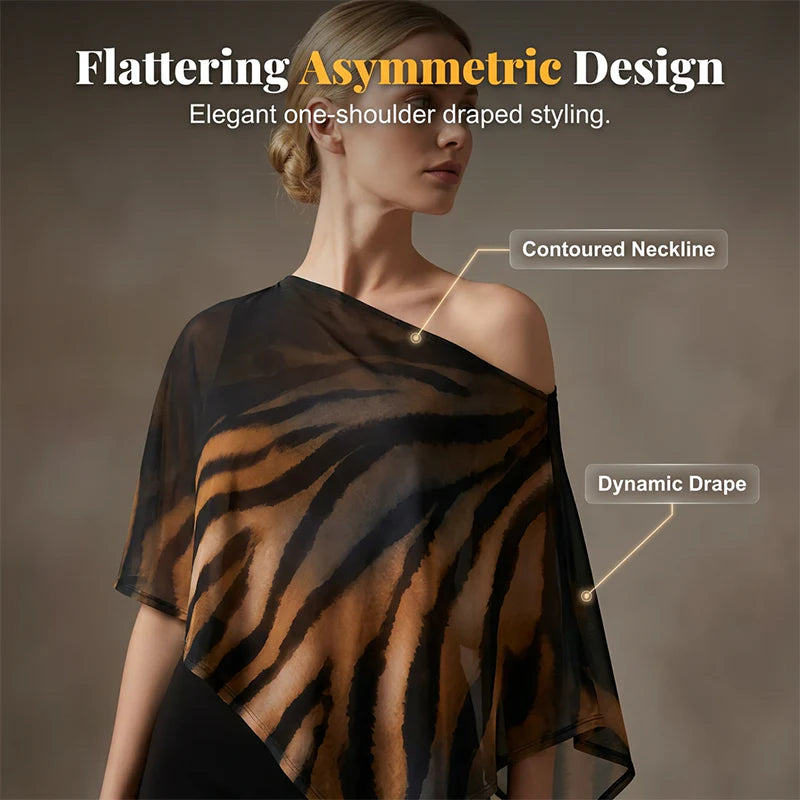 Asymmetric Shawl Top and Mini Skirt Set