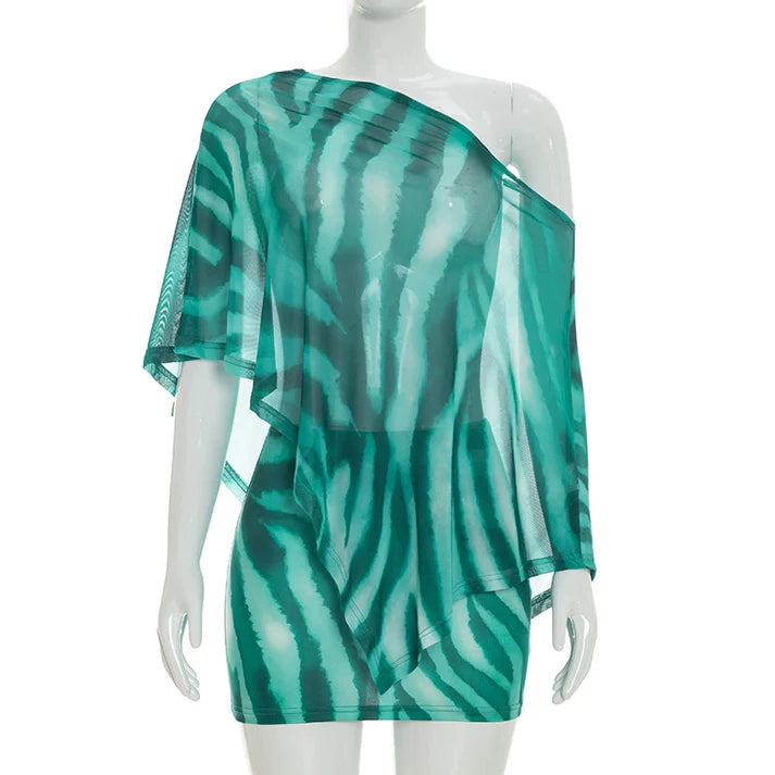 Asymmetric Shawl Top and Mini Skirt Set