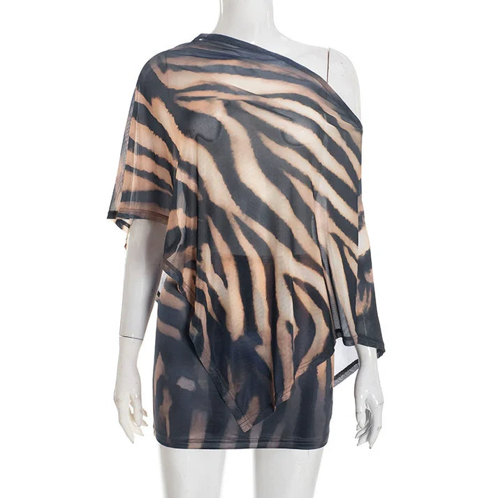 Asymmetric Shawl Top and Mini Skirt Set