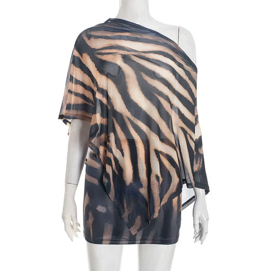 Asymmetric Shawl Top and Mini Skirt Set