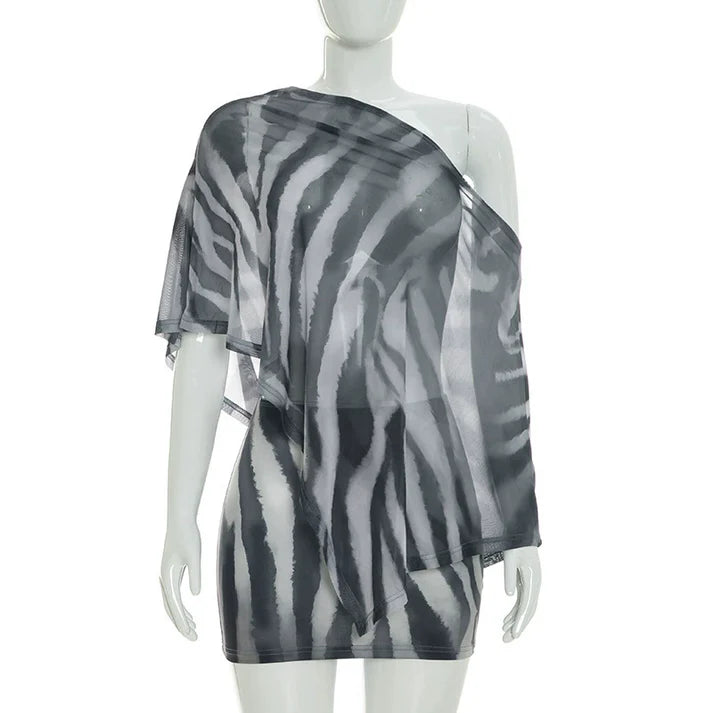 Asymmetric Shawl Top and Mini Skirt Set