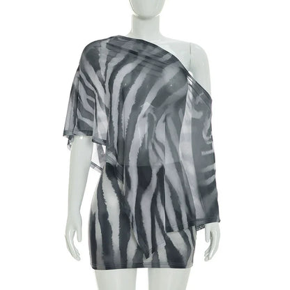 Asymmetric Shawl Top and Mini Skirt Set