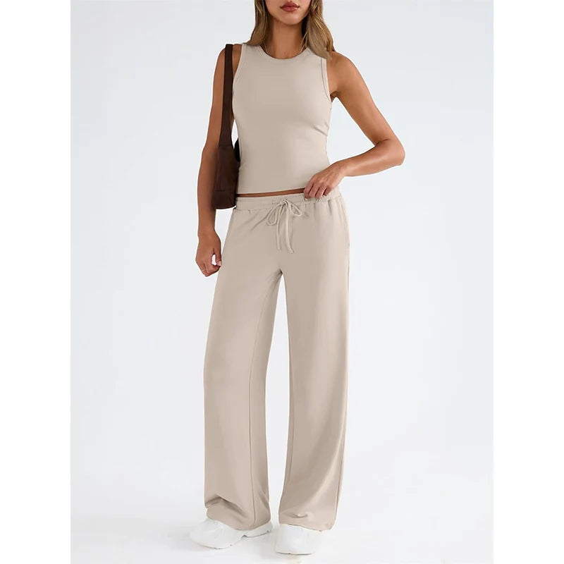 Women's Sleeveless Top & Wide-Leg Pants Set