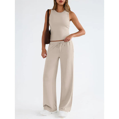 Women's Sleeveless Top & Wide-Leg Pants Set