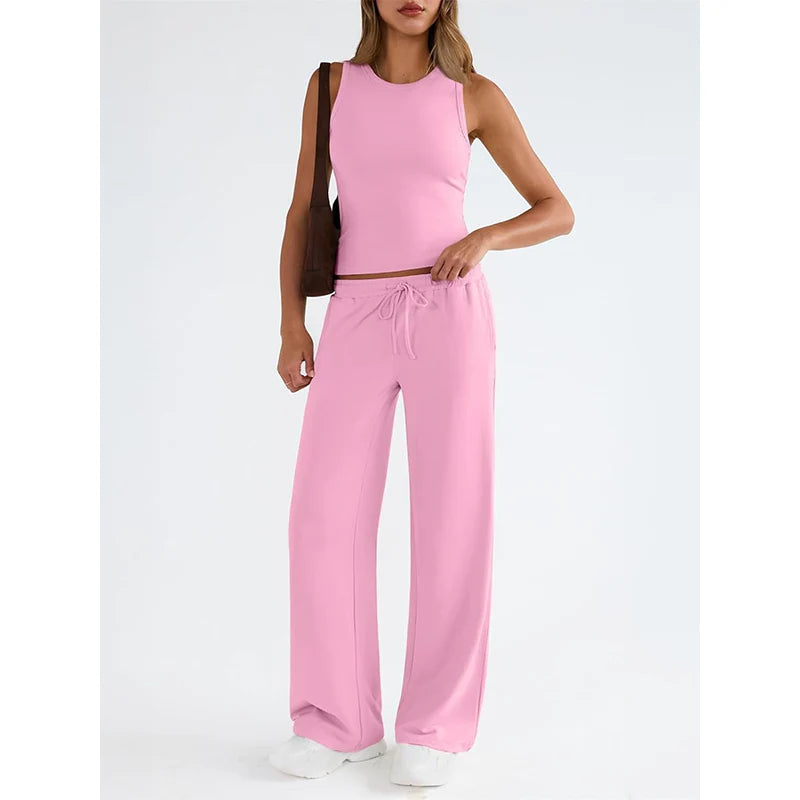 Women's Sleeveless Top & Wide-Leg Pants Set