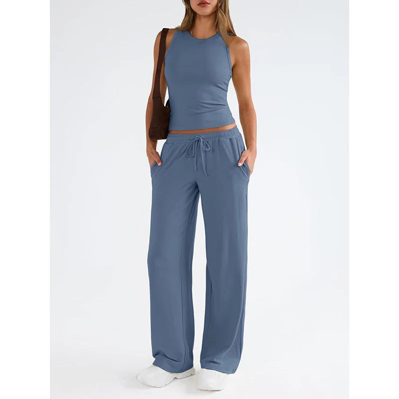Women's Sleeveless Top & Wide-Leg Pants Set
