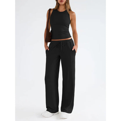Women's Sleeveless Top & Wide-Leg Pants Set