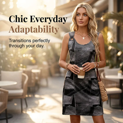 Women's Printed Sleeveless Shift Dress