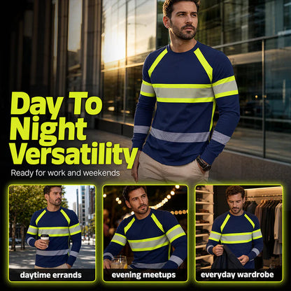 Men's Color Block Long Sleeve Crewneck T-Shirt