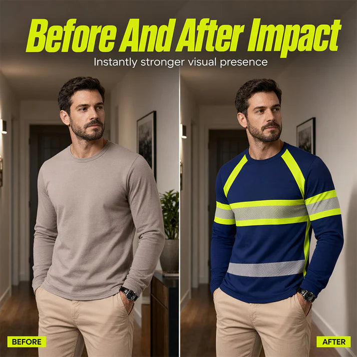 Men's Color Block Long Sleeve Crewneck T-Shirt