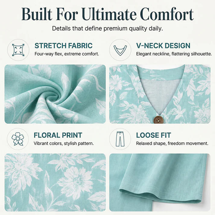Women's V-Neck Two-Piece Lounge Set