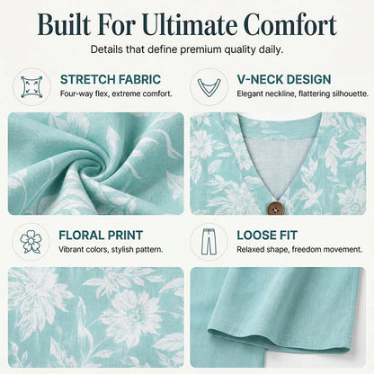 Women's V-Neck Two-Piece Lounge Set