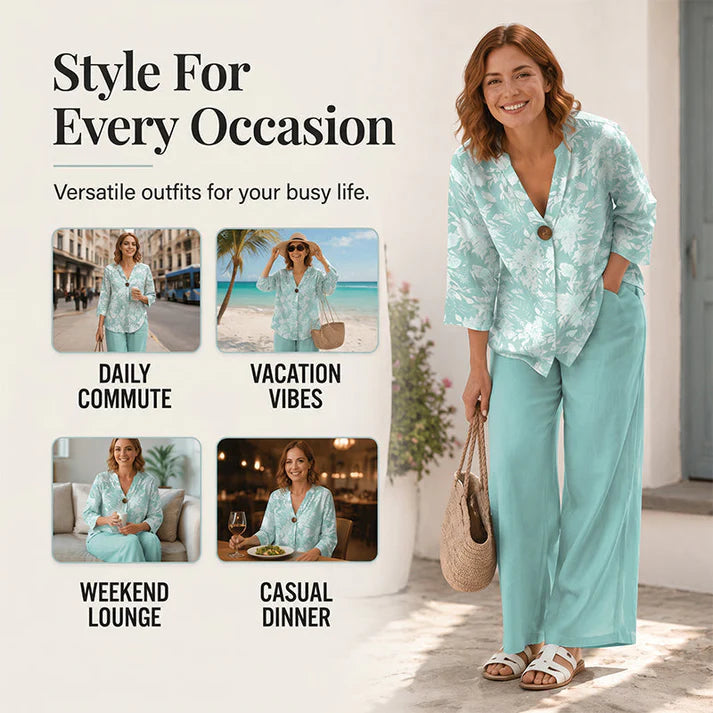 Women's V-Neck Two-Piece Lounge Set