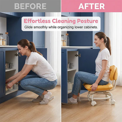 Rolling Swivel Stool with Backrest