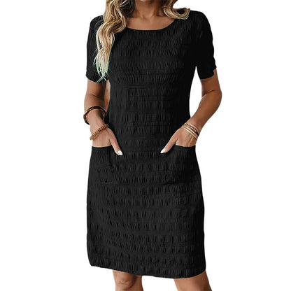 Women's Textured Round Neck Dress