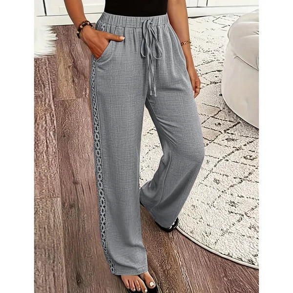 Women’s Lace-Trim Straight-Leg Pants