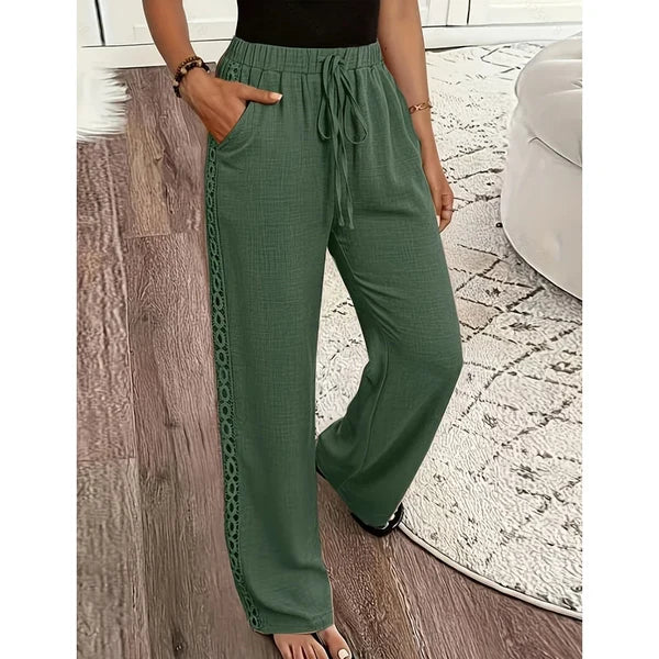 Women’s Lace-Trim Straight-Leg Pants