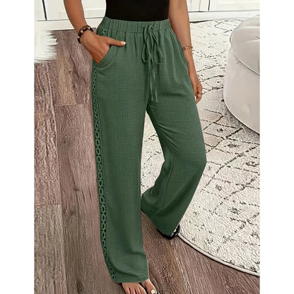Women’s Lace-Trim Straight-Leg Pants