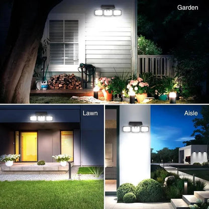 Solar Three-Head Motion Sensor Wall Light