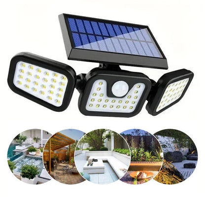 Solar Three-Head Motion Sensor Wall Light