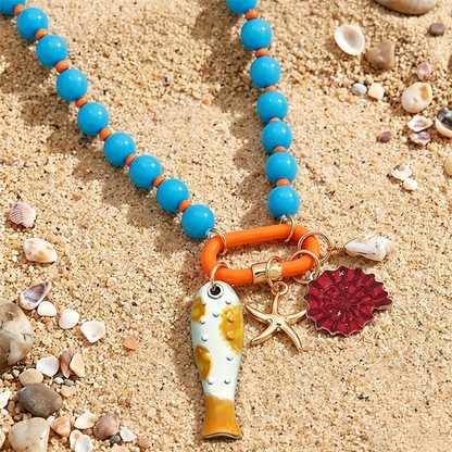 Boho Coastal Charm Beaded Necklace