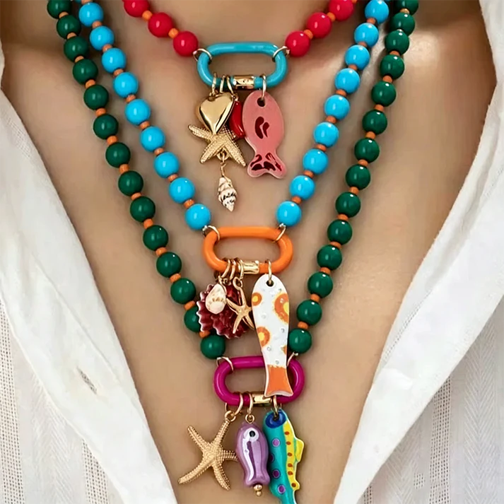 Boho Coastal Charm Beaded Necklace