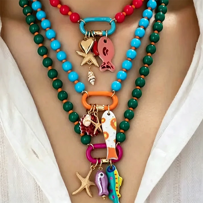 Boho Coastal Charm Beaded Necklace