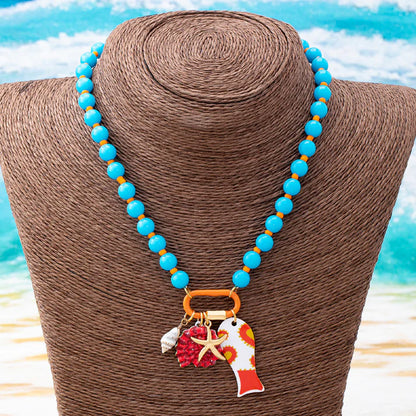 Boho Coastal Charm Beaded Necklace