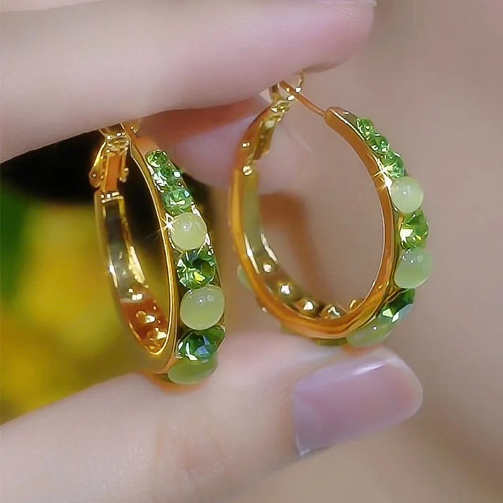 Women's Crystal Beaded Hoop Earrings